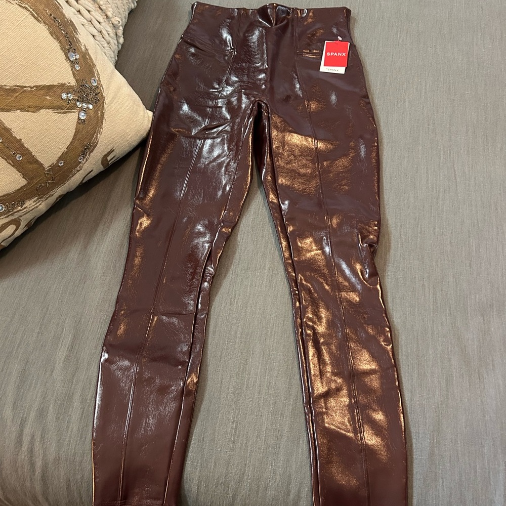 SPANX Women's Glossy Burgundy Jeggings